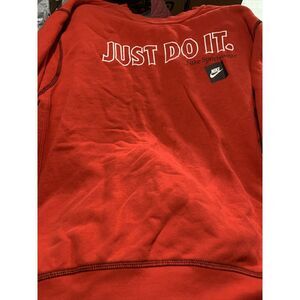 NIKE Sportswear Mens Medium Just Do It Logo Red Crewneck Pullover Sweatshirt EUC